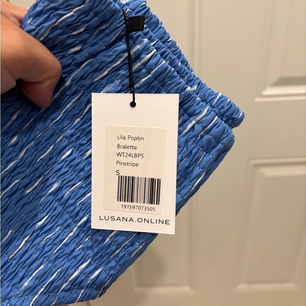 Lusana Blue and White Striped Boxer shorts and top - Picture 5 of 6